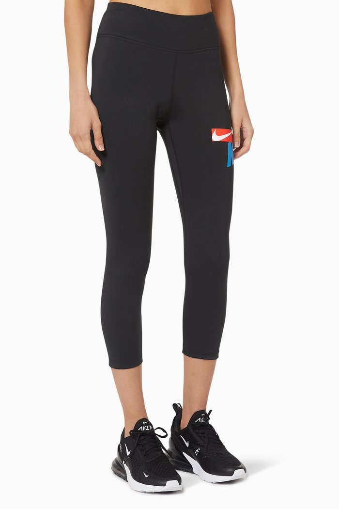 

Cropped Graphic Leggings, Black