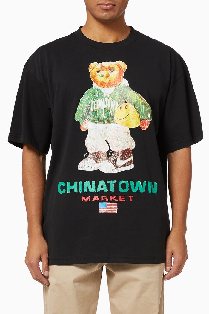 

Smiley Tie-Dye Basketball Bear T-shirt, Black