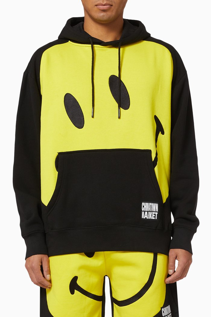 

Big Smiley Hoodie in Cotton, Black