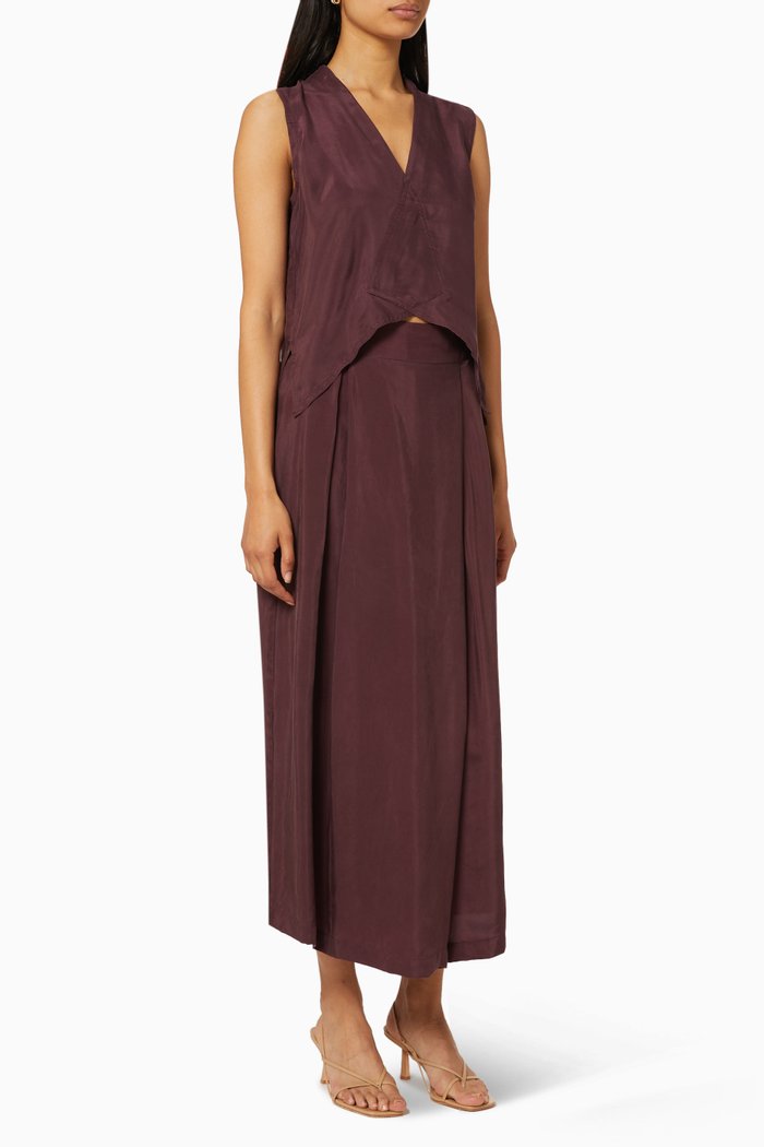 

Cupro Top & Wide-Leg Pants, Burgundy