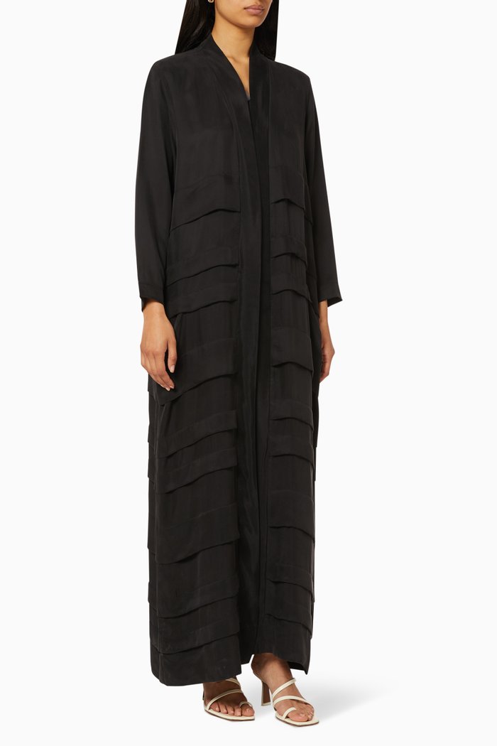 

Overlap Panels Crepe Abaya, Black