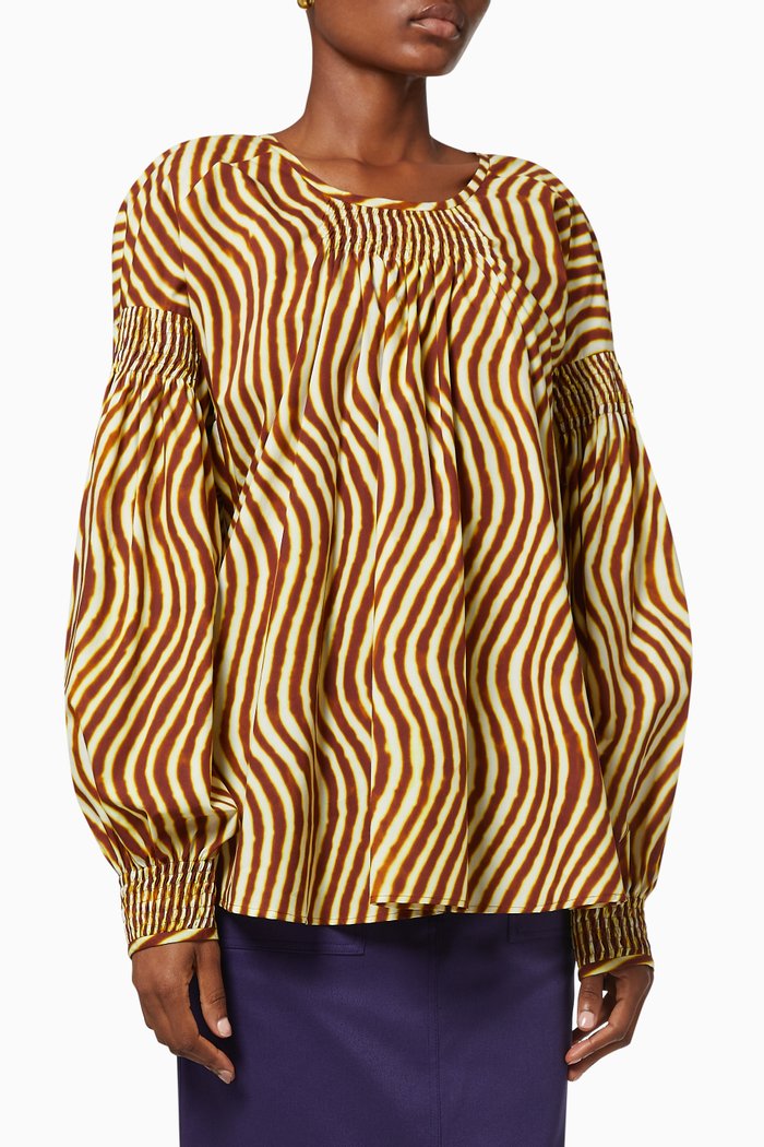 

Clarke Printed Shirt in Cotton, Brown