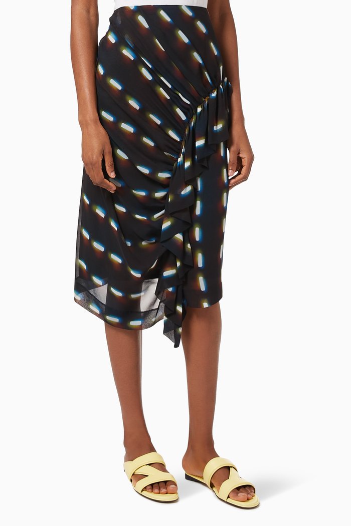 

Syvan Printed Skirt in Silk, Black