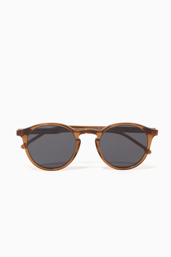 

Aston Grand Round Frame Sunglasses in Acetate, Brown