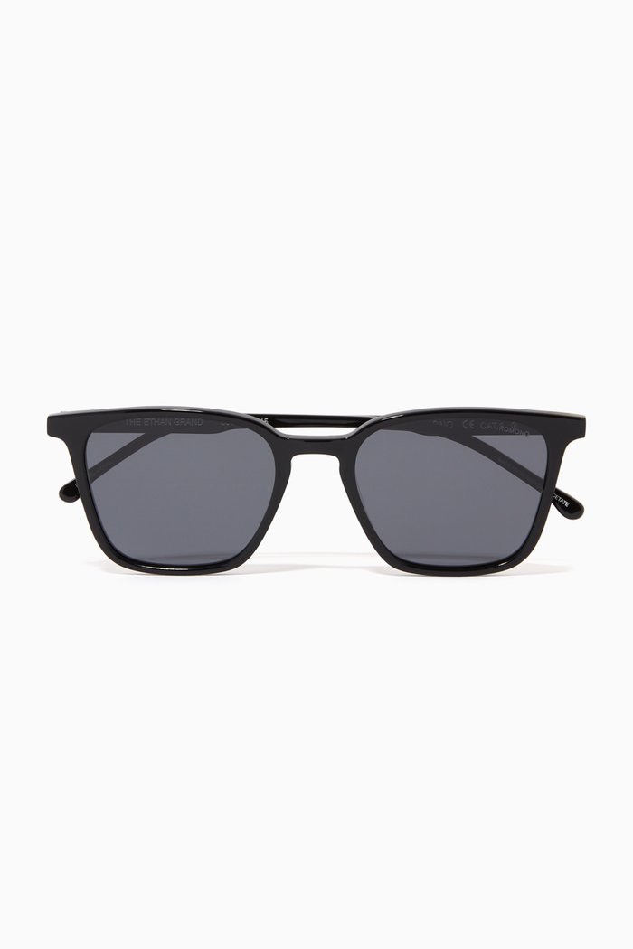 

Ethan Grand Square Sunglasses in Acetate, Black