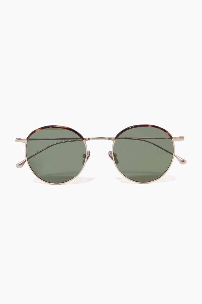 

Dean Round Tortoise Frame Sunglasses in Steel, Brown