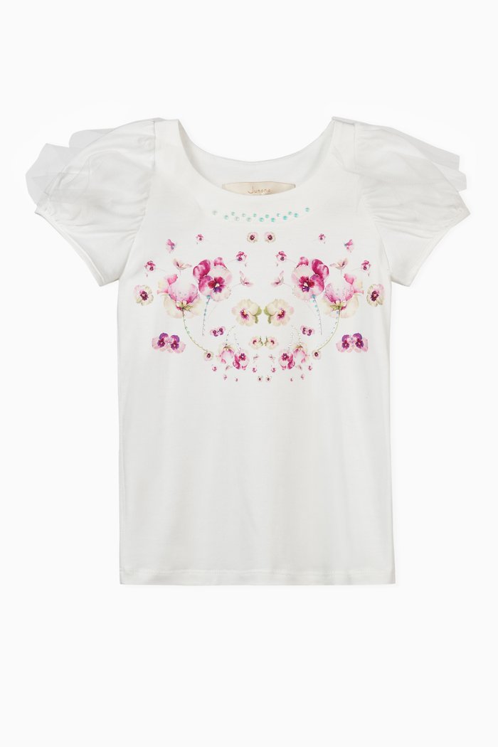 

Floral Rhinestones Blouse, White