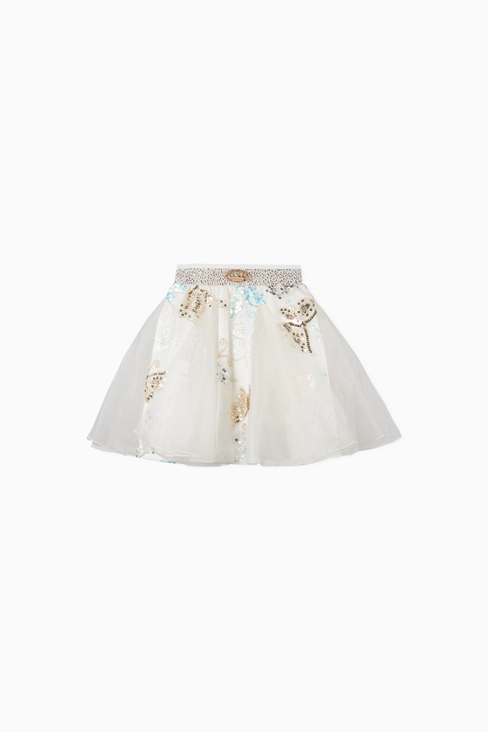 

Butterfly Sequins and Crystal Beads Skirt, White