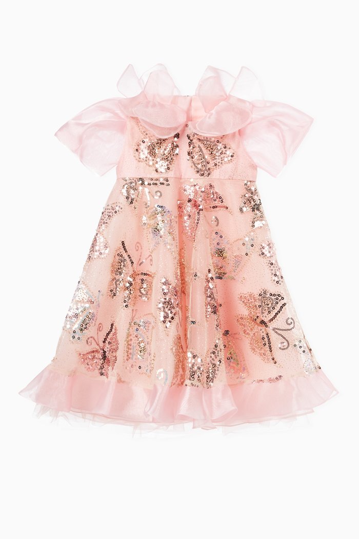 

Butterfly Sequins and Crystal Beads Dress, Pink