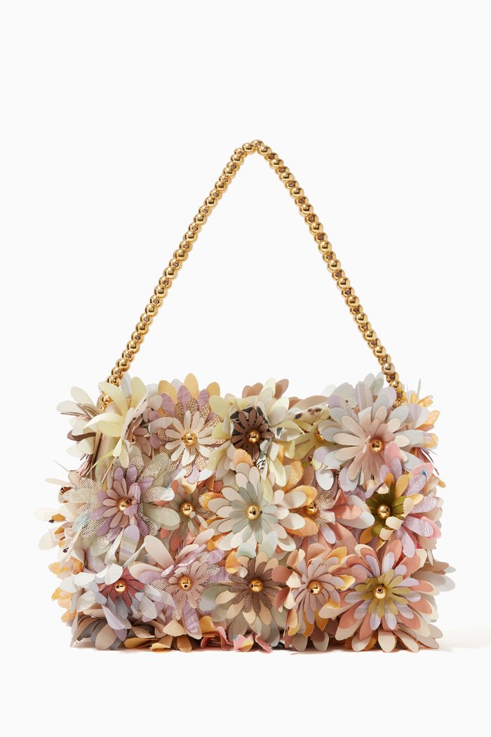 

Inflorescence Baguette Bag in Silk & Satin, Neutral