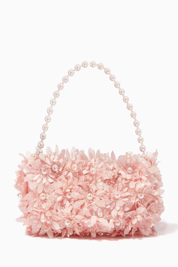 

Inflorescence Baguette Bag in Silk & Satin, Pink