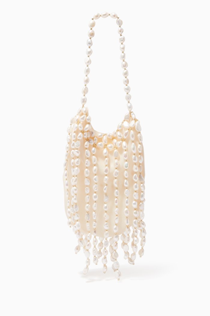 

La Pierre de Sable Shoulder Bag in Shell Beads, White
