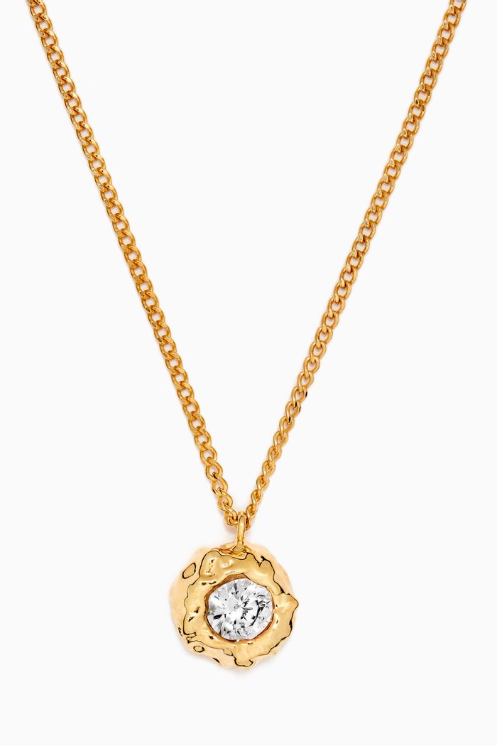 

Feminine Waves Necklace with Crystals in 18kt Gold-plated Brass
