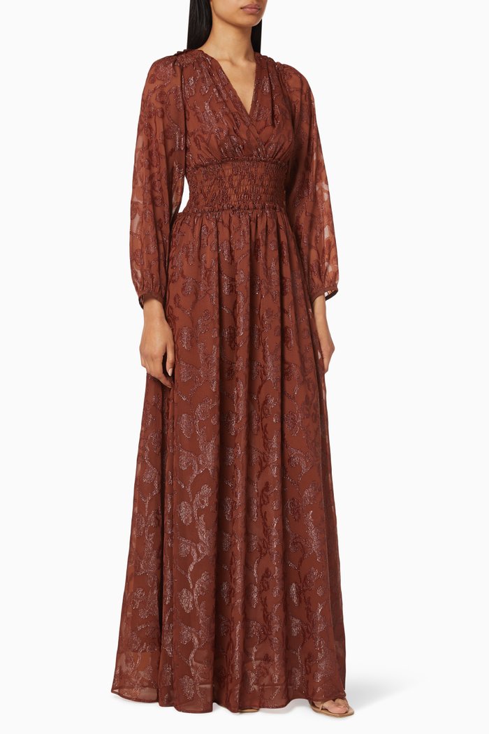 

Abilito Smocked Dress, Brown
