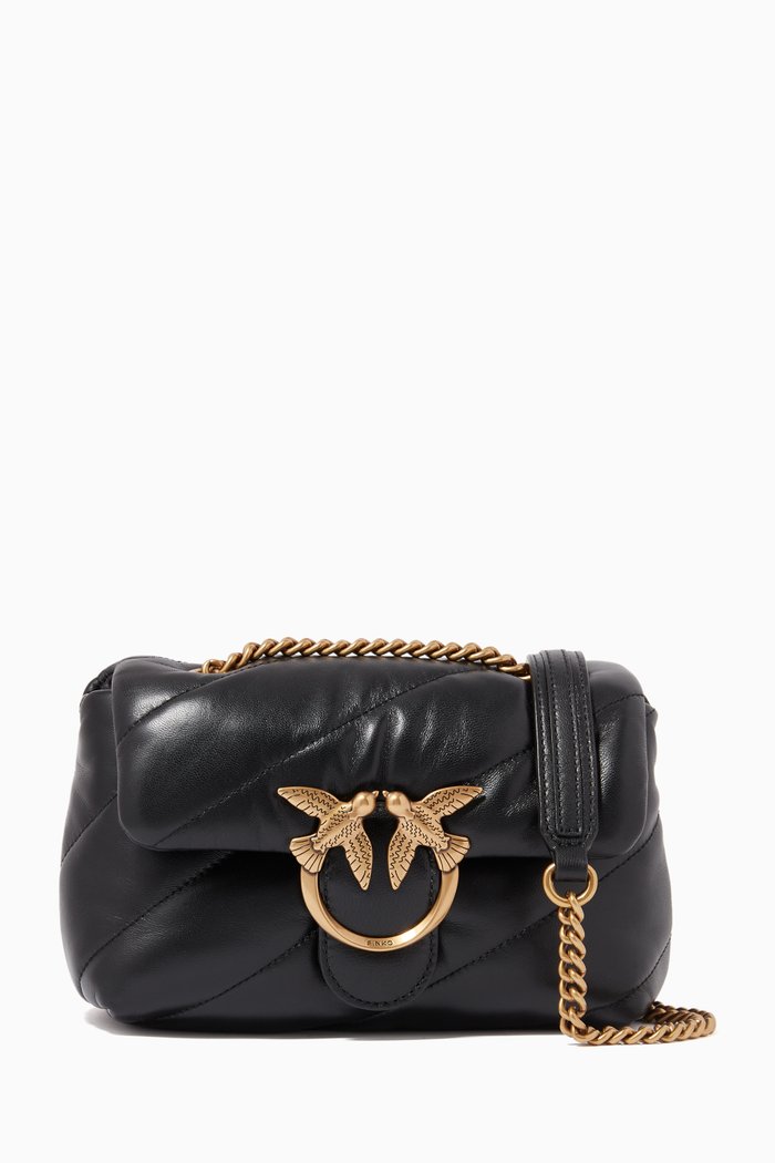 

Mini Love Puff Crossbody Bag in Leather, Black
