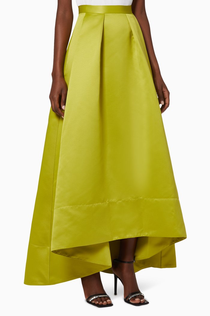 

Pleat Detail High-Low Maxi Skirt, Yellow