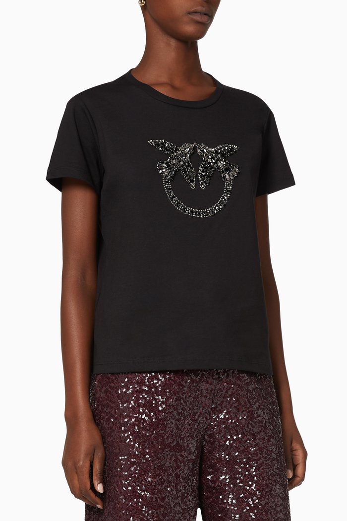 

Quentin Crystal Embellished T-shirt, Black