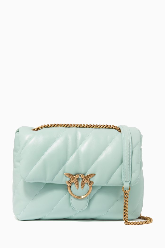 

Big Love Puff Crossbody Bag in Leather, Green