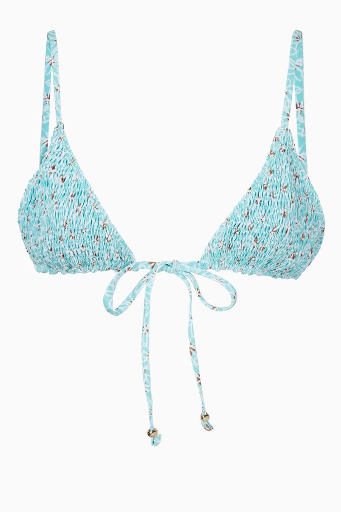 

Kya Smocked Bikini Top, Blue