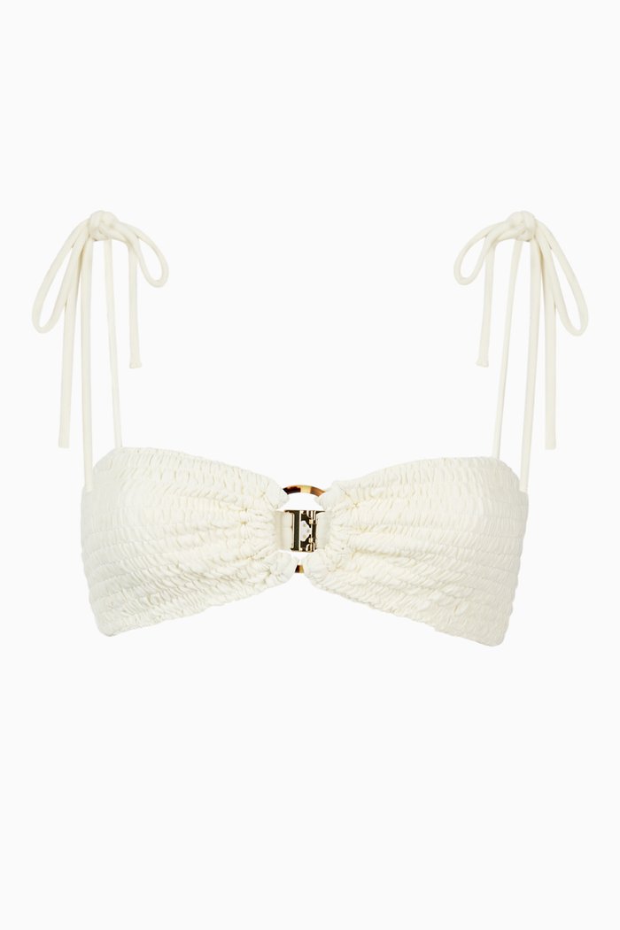 

Talua Smocked Bikini Top, Neutral