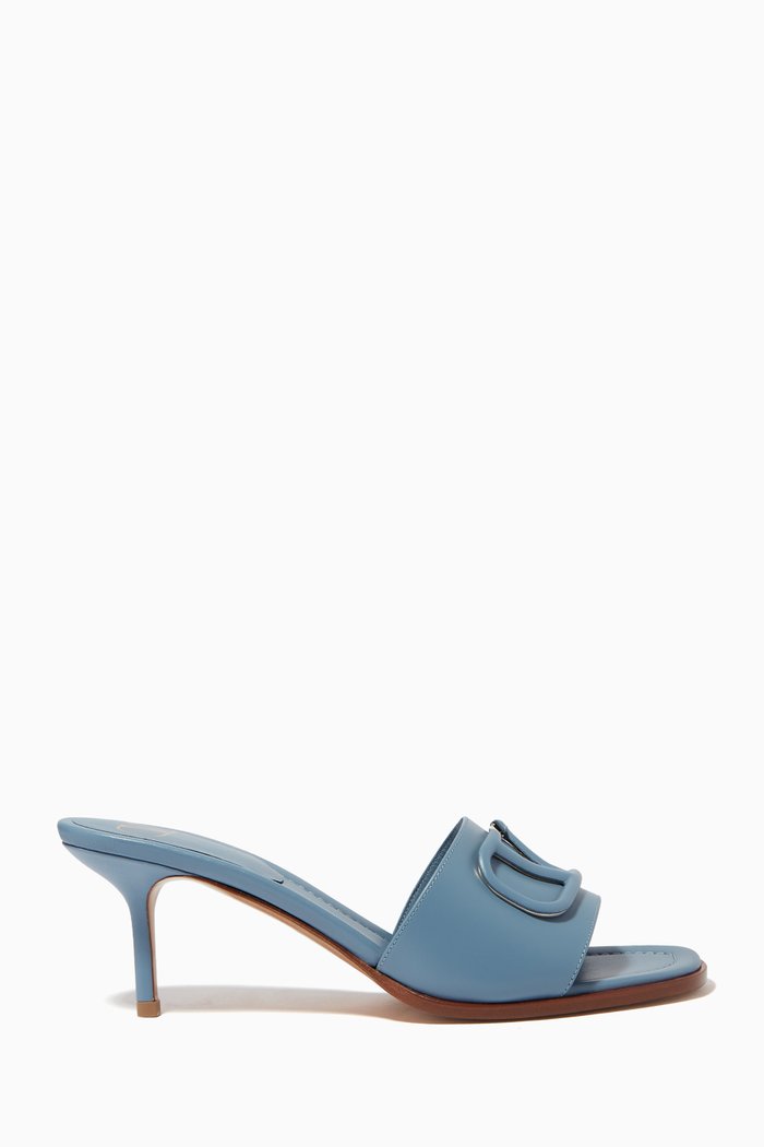 Valentino Garavani VLOGO Mules in Calfskin, Blue