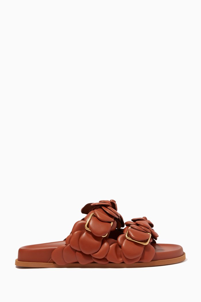 

Valentino Garavani 03 Rose Edition Atelier Slide Sandals in Calfskin, Brown
