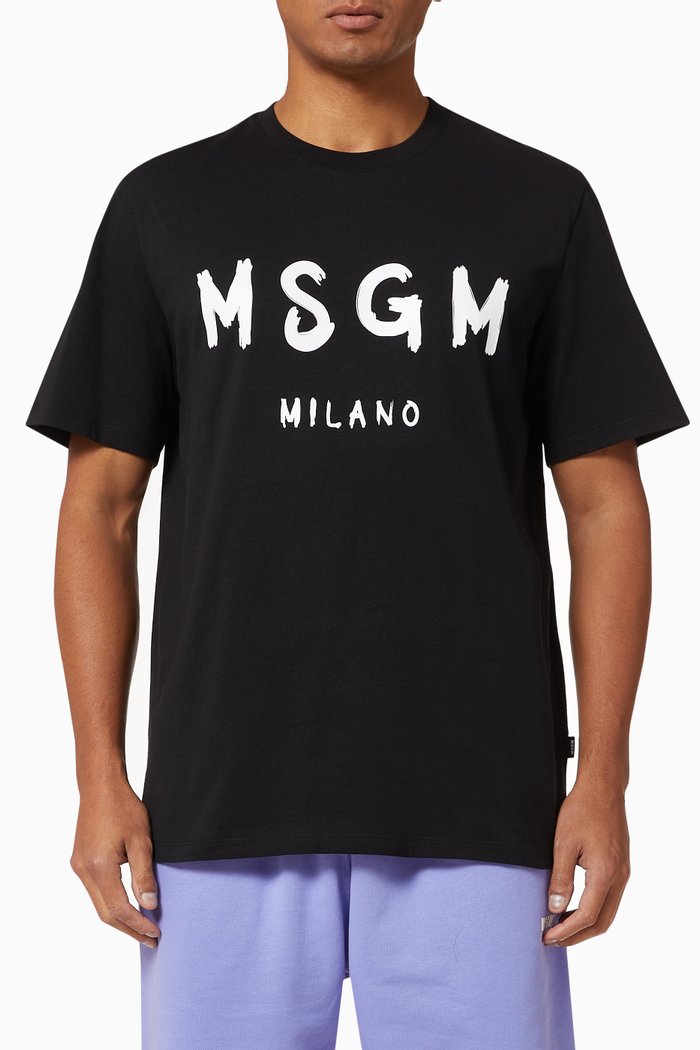 

Paint Stroke Logo T-shirt in Cotton, Black