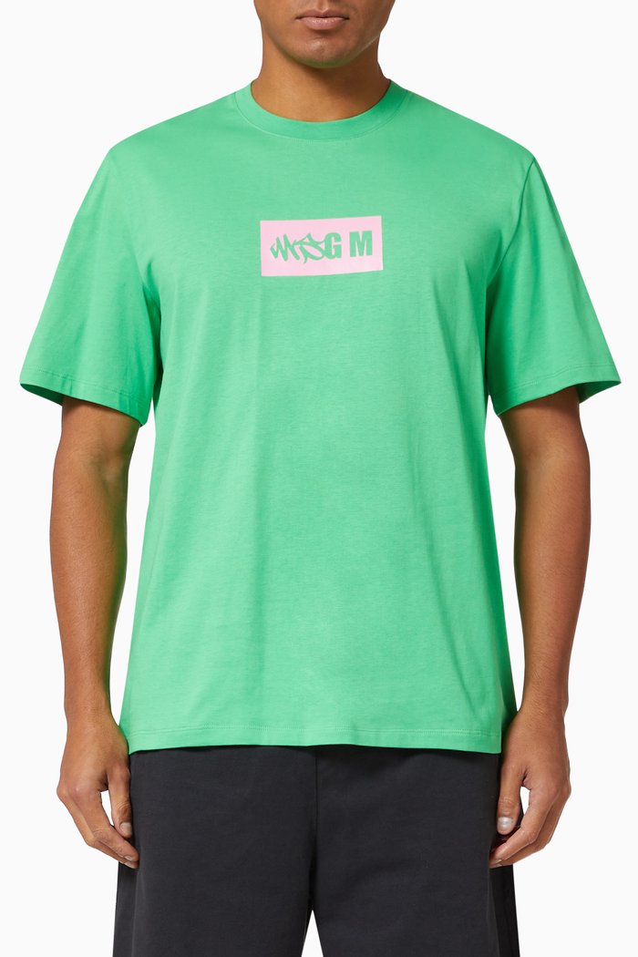 

Logo Print T-shirt in Cotton, Green