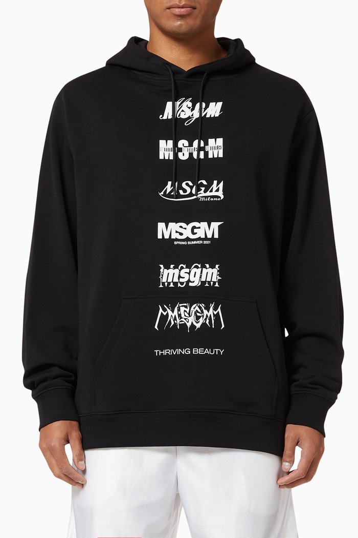 

Logo Hooded Sweatshirt in Cotton, Black