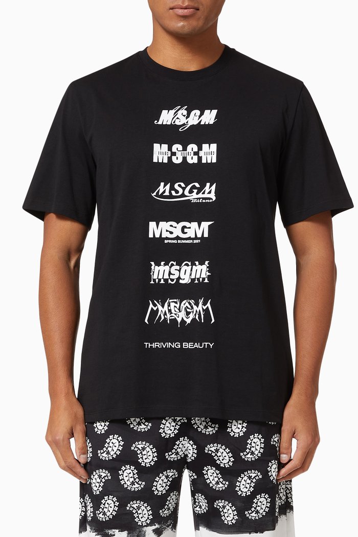 

Repeating Logo Print T-shirt in Cotton, Black