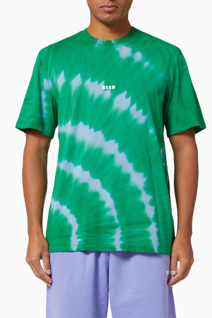

Tie-dye Print Logo T-shirt in Cotton, Green
