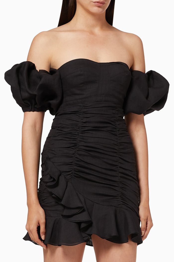 

Jasmine Off-shoulder Mini Dress, Black