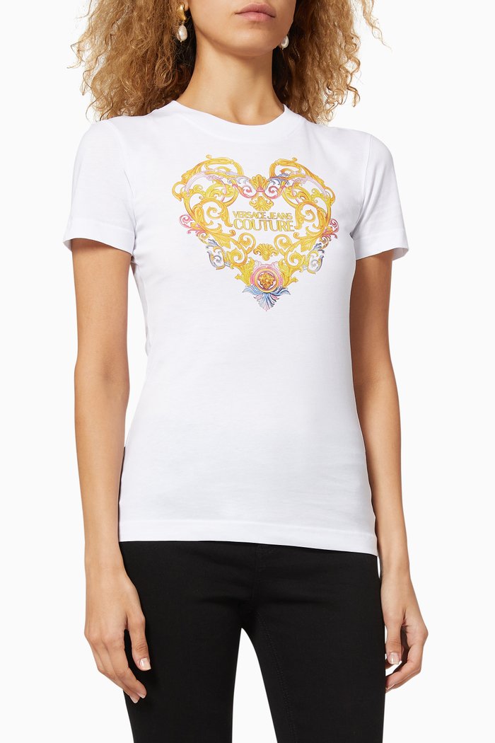 

Logo Baroque Motif Cotton T-shirt, White