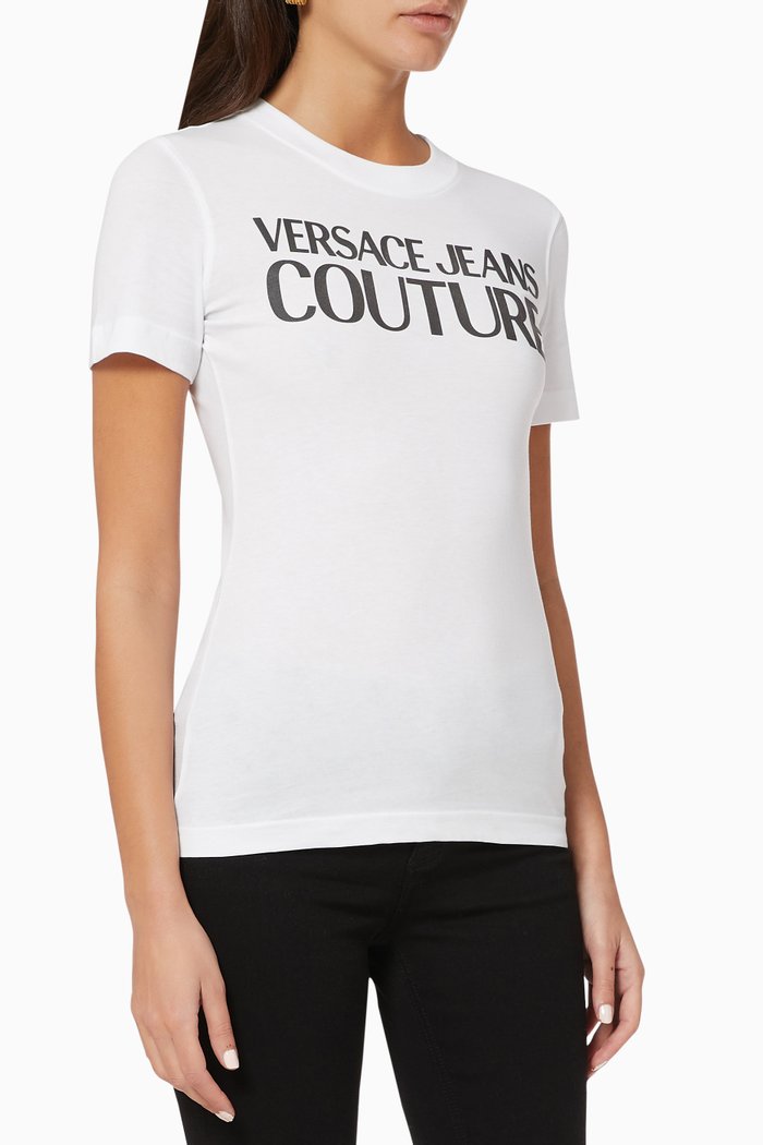 

Metallic Logo Cotton T-shirt, White