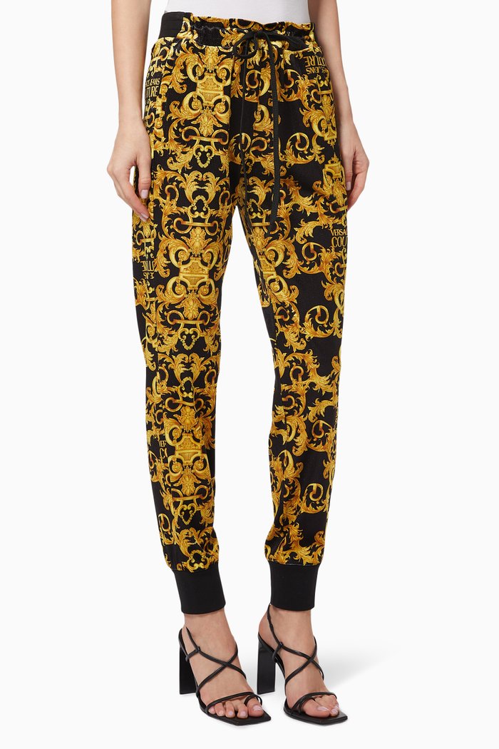 

Lady Velvet Trousers with Logo Baroque, Black