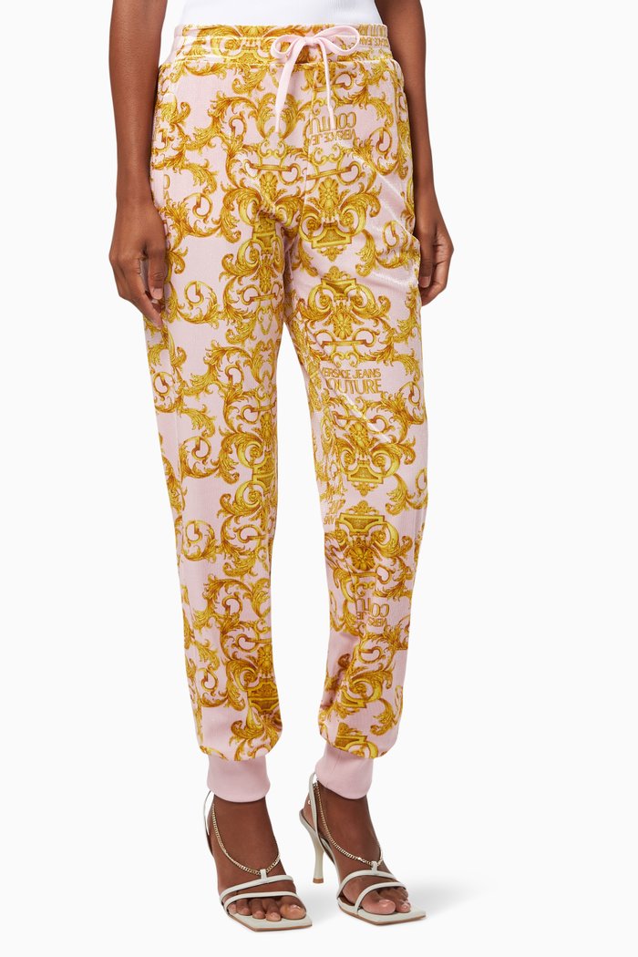 

Lady Velvet Trousers with Logo Baroque, Pink
