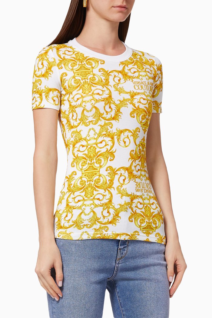 

Jersey T-shirt with Logo Baroque, White