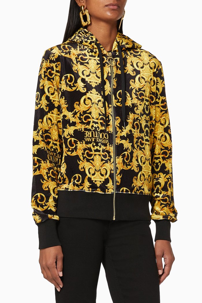 

Logo Baroque Velour Sweatshirt, Black