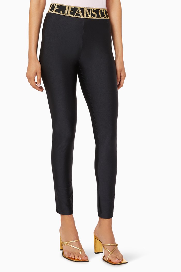 

Logo Border Nylon Leggings, Black