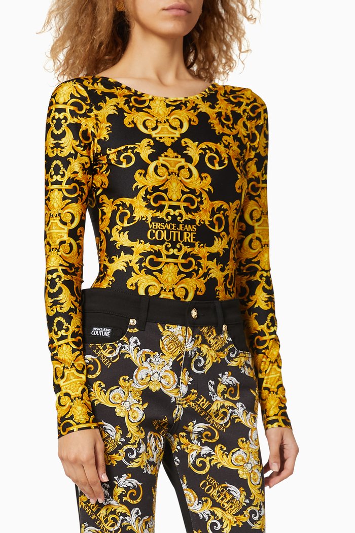 

Logo Baroque Velour Top, Multicolour