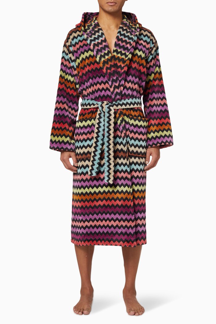 Warner Hooded Bathrobe, Multicolour