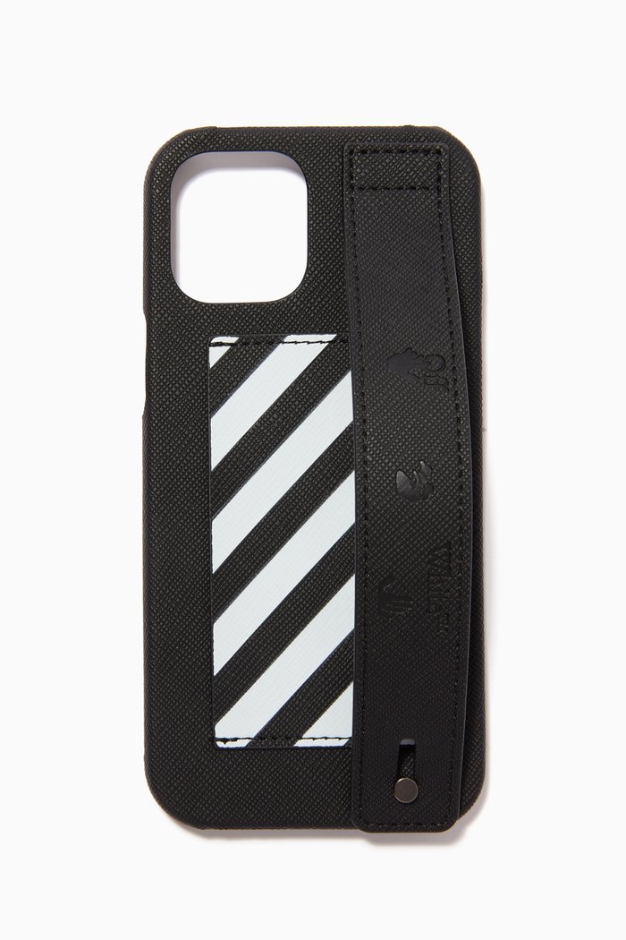 

Diagonal Stripe iPhone 12 Case in PU, Black