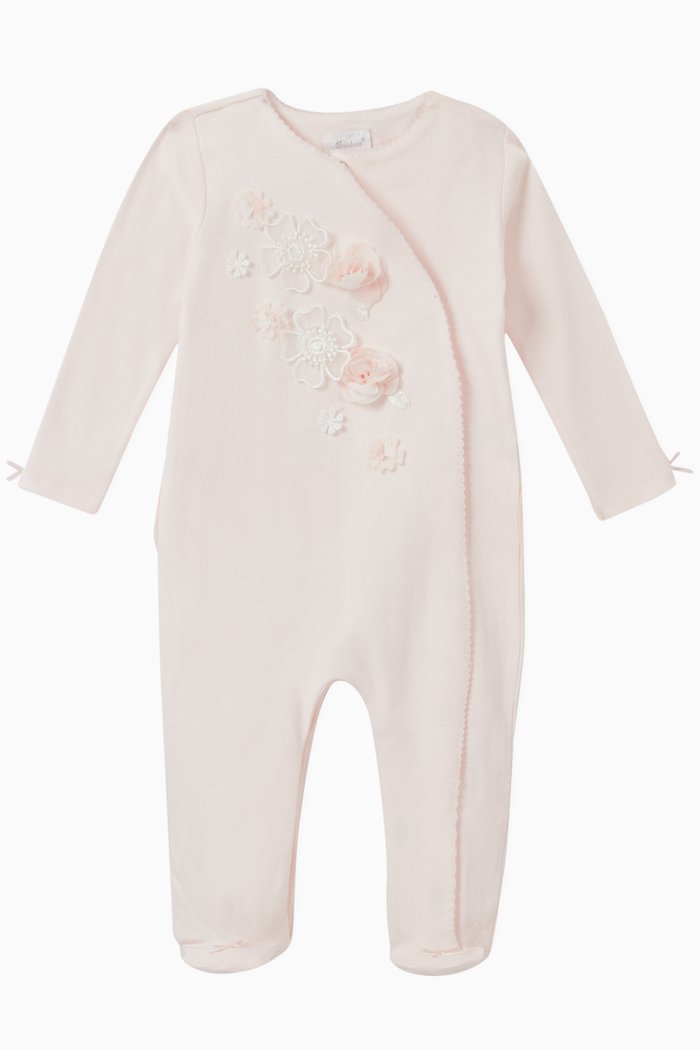 

Embroidered Rose Cotton Coverall, Pink