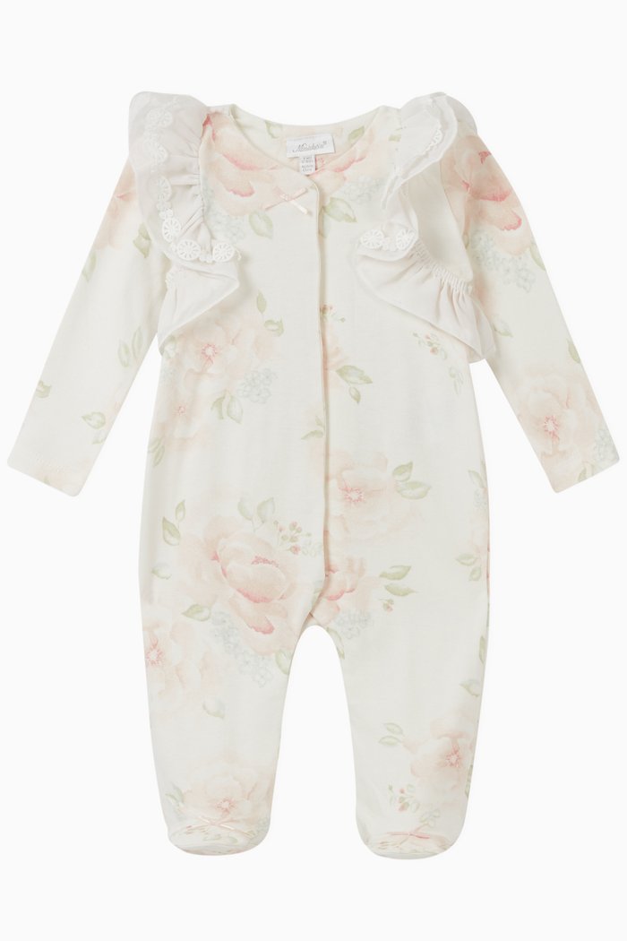 

Floral Lace Trim Coverall, Multicolour