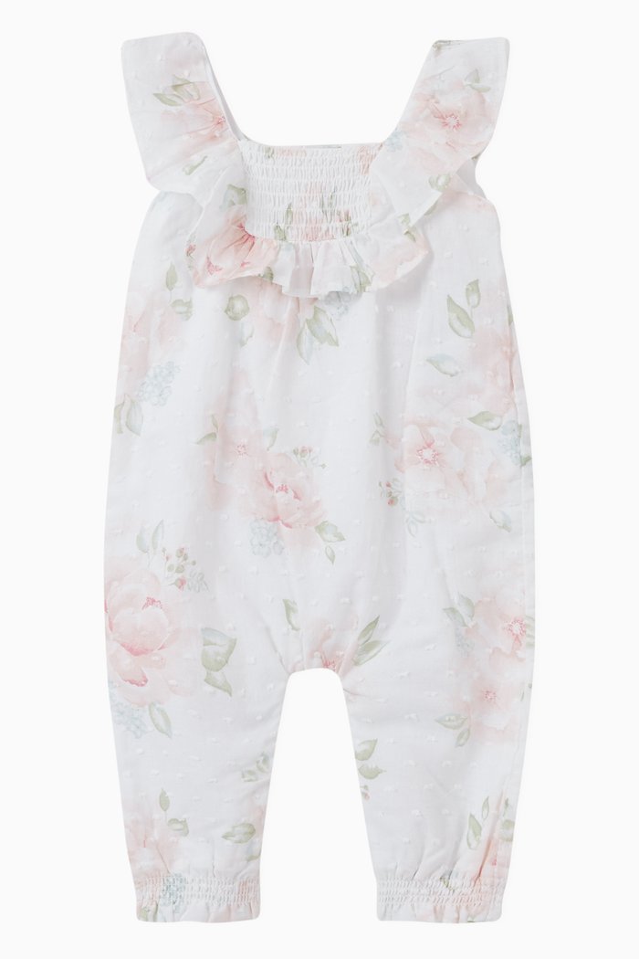 

Ruffled Floral Cotton Romper, Multicolour