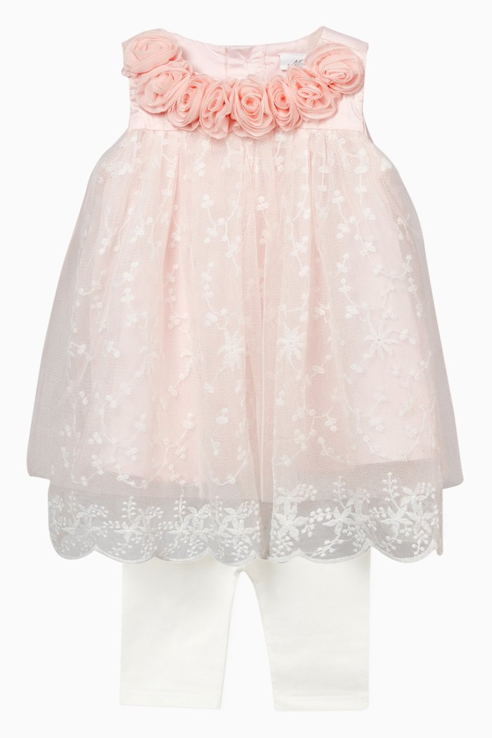 

Floral Tulle Top & Leggings Set, Pink