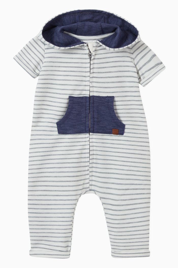

Striped Hooded Coverall, Grey