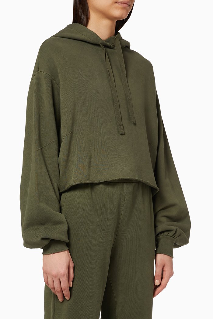 

Easy Cropped Organic Cotton Hoodie, Green