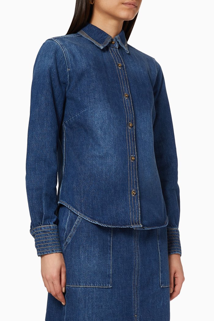 

Trapunto 70s Denim Shirt, Blue