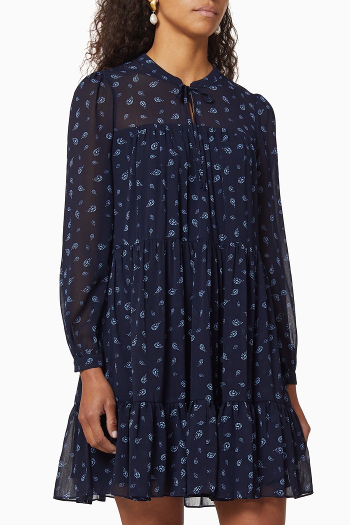 

Paisley Chiffon Dress, Blue
